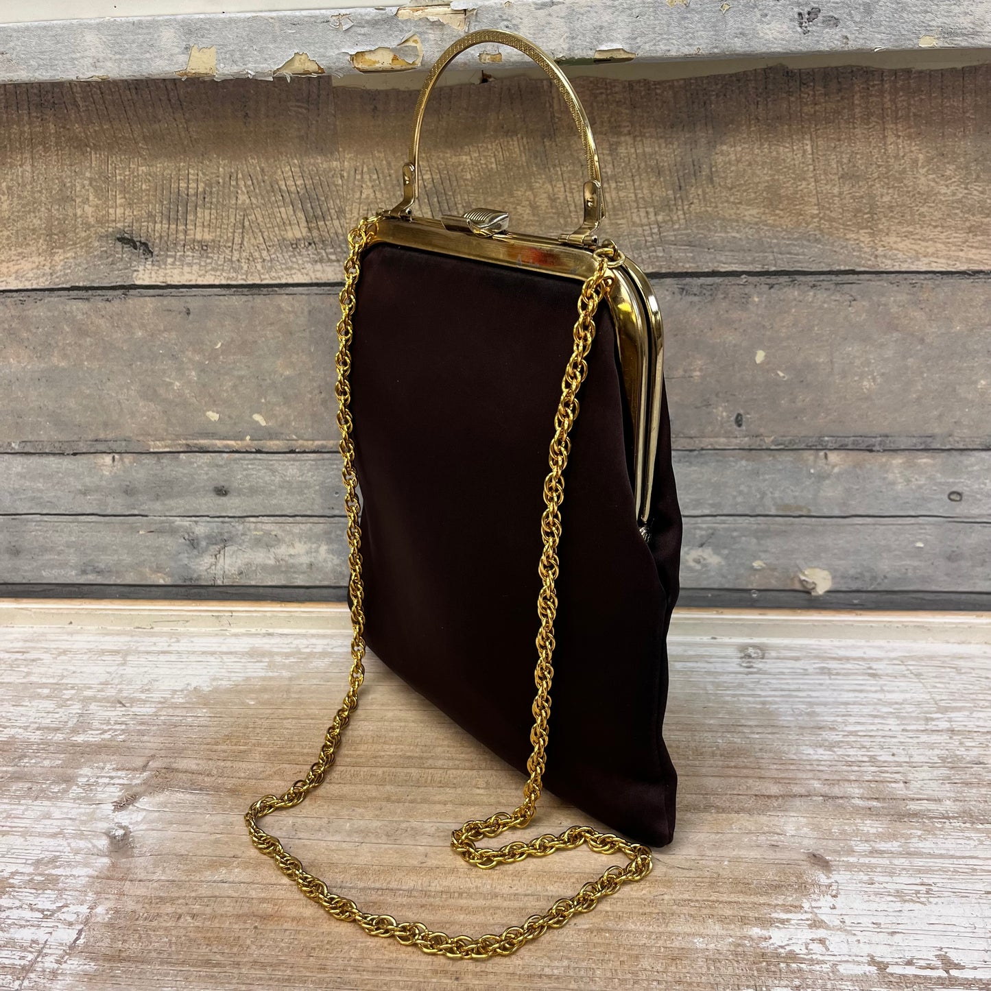 Charisma by Make Well Brown Satin Handbag