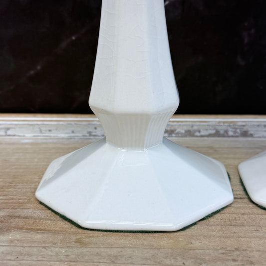 Independence Ironstone Candlesticks Mid Century Set