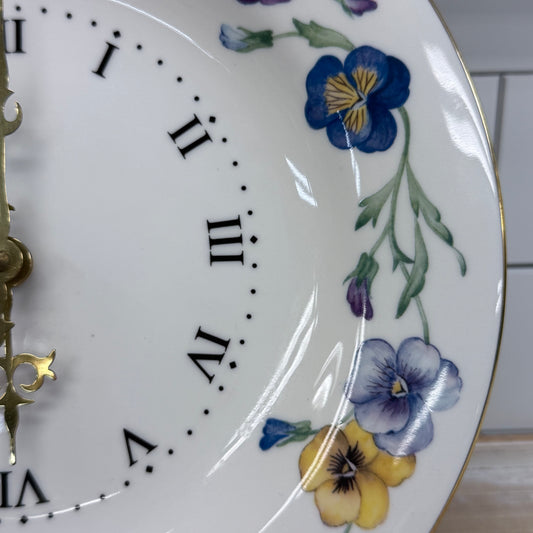 Royal Vale Pansy Porcelain Quartz Wall Clock England