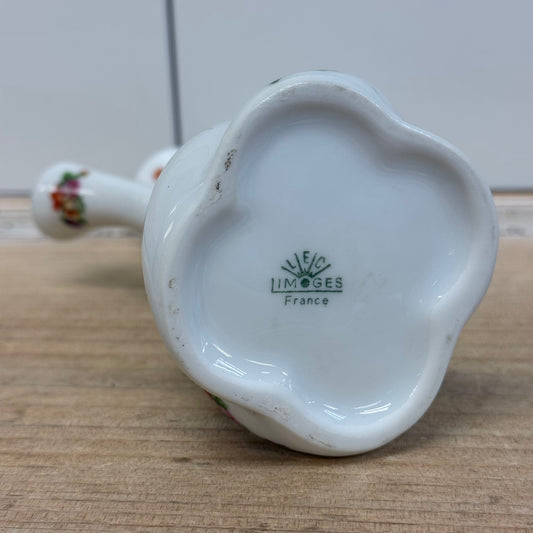 LeClair Limoges Triple Bud Vase Floral Porcelain France