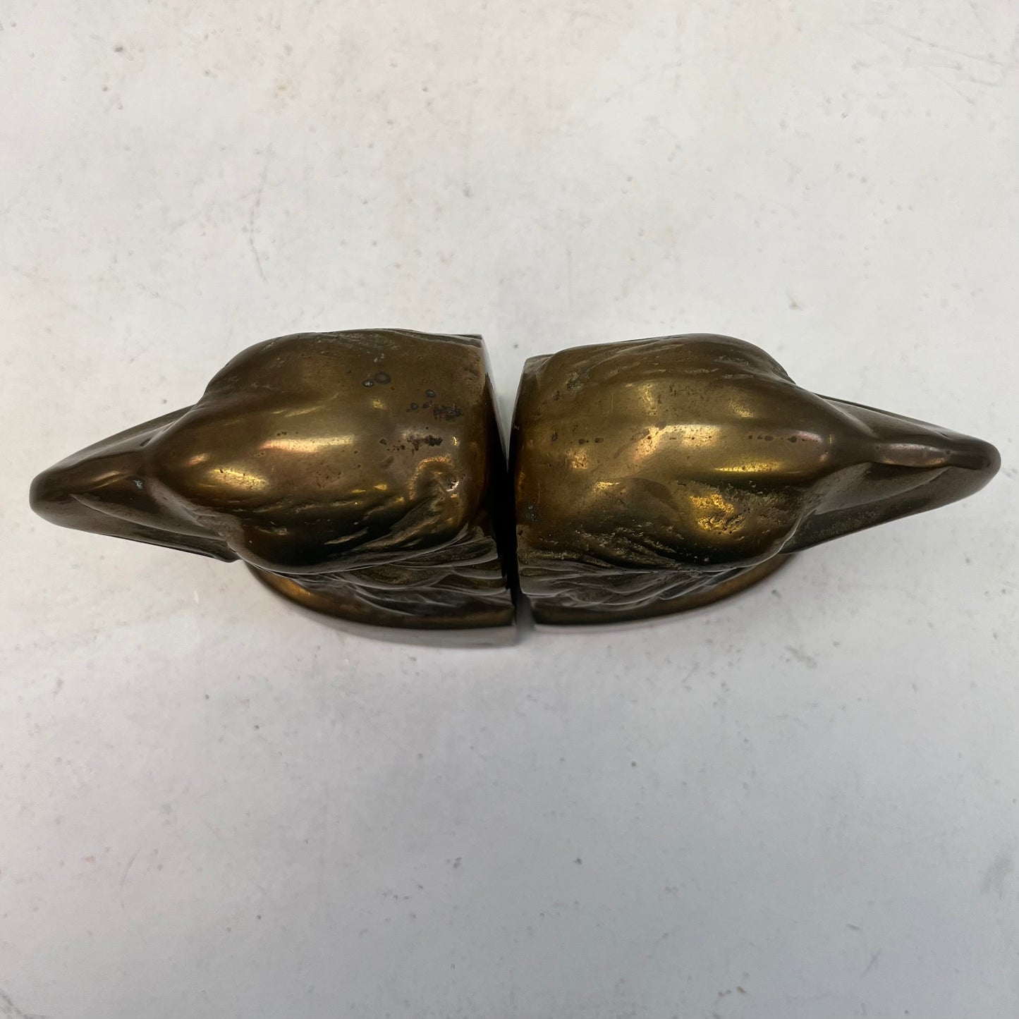 Vintage Brass Eagle Head Bookends, Set of 2