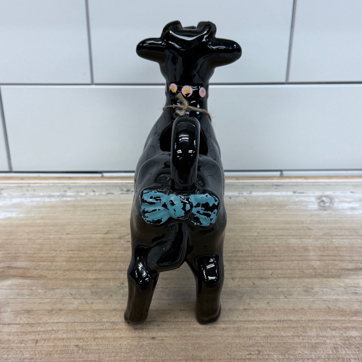 Cow with Bell Redware Pottery Creamer Pitcher