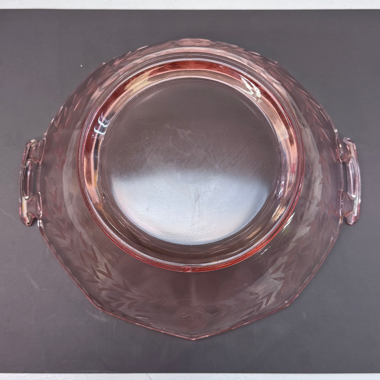 Etched Floral Depression Glass Dish