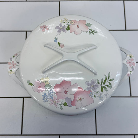 Vintage Kobe Courtney Floral Enamel Lidded Casserole Dish