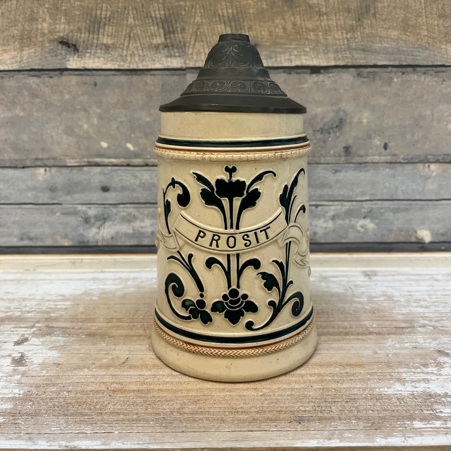 German Embossed Beer Stein, 0.5 Liter