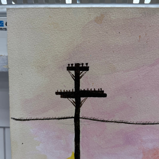 Original Watercolor Industrial Landscape Signed 1974 Artwork