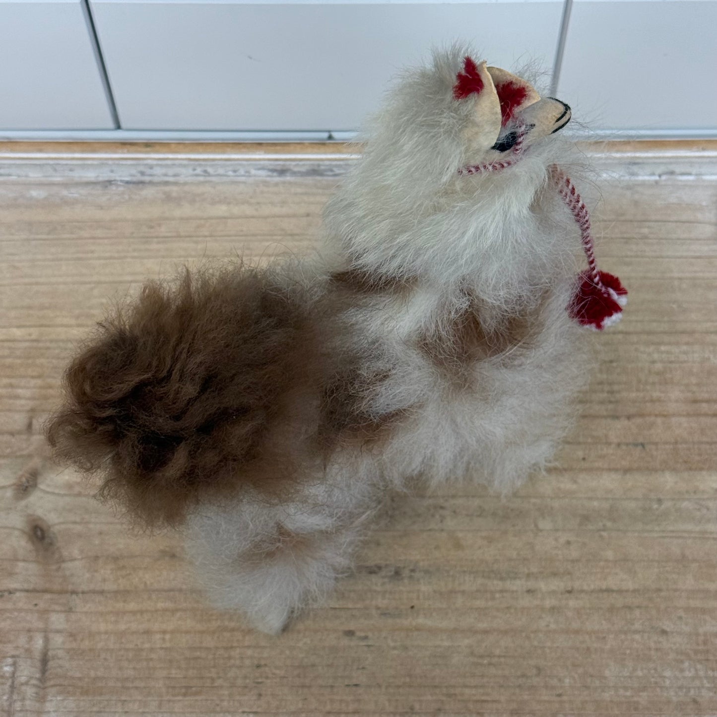 Peruvian Alpaca Fur Figurine Poseable Handmade Llama