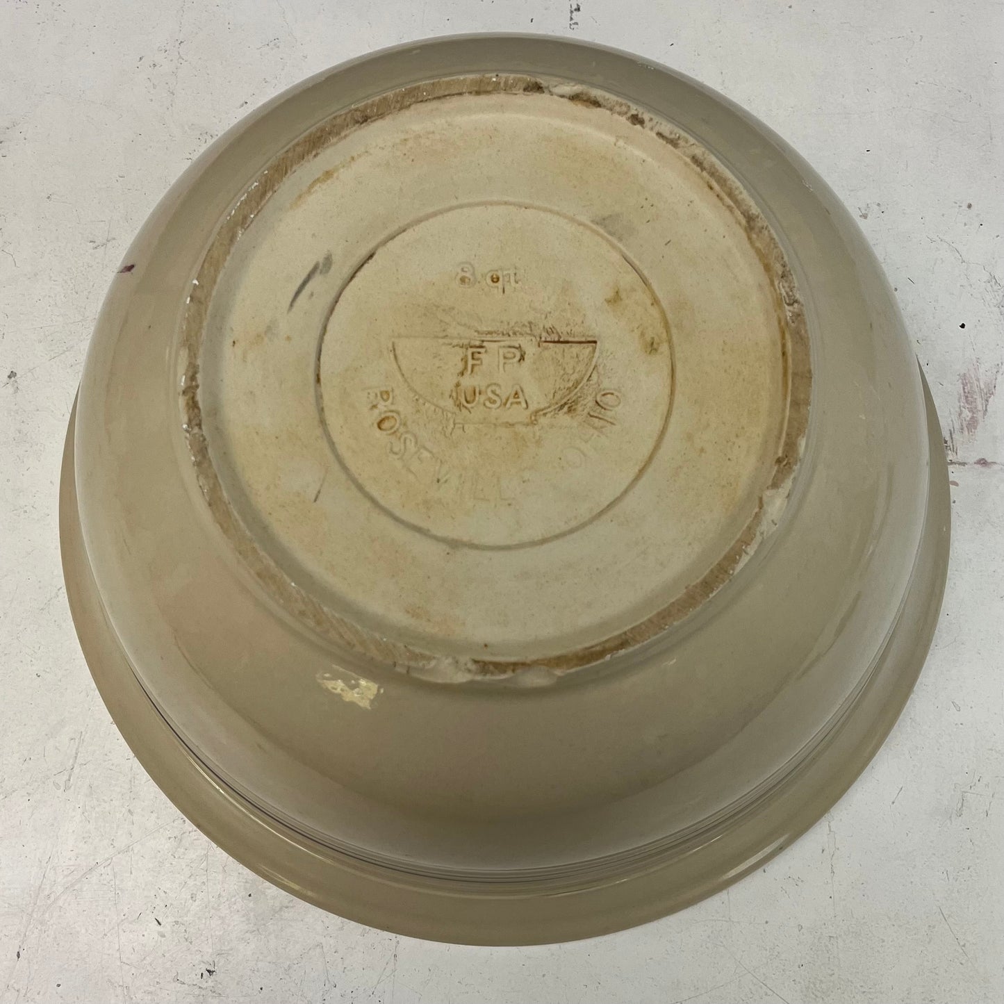 Friendship Pottery Roseville Striped Stoneware Mixing Bowl, 8 Quart