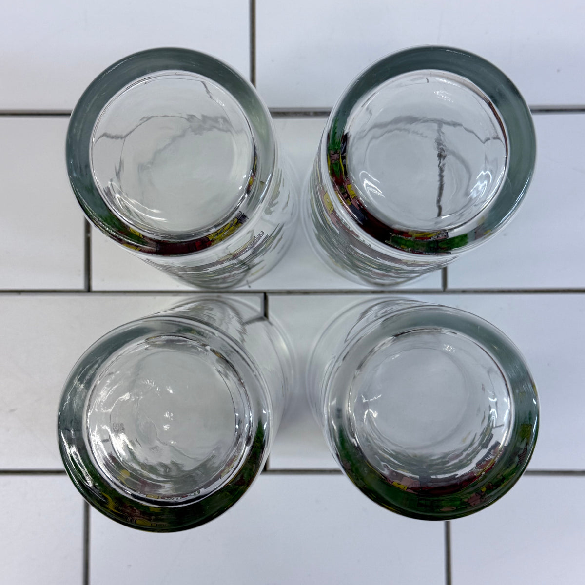 Nikko Christmas Tree Teddy Bear Highball Glass Tumblers Set of 4