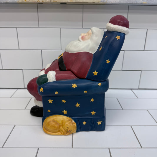 Warren Kimble Cookie Jar Napping Santa, Ceramic