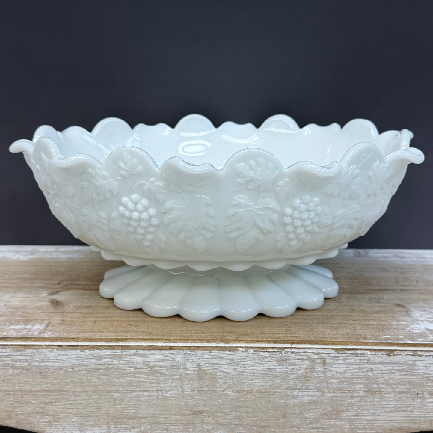 Westmoreland Paneled Grapevine Milk Glass Compote