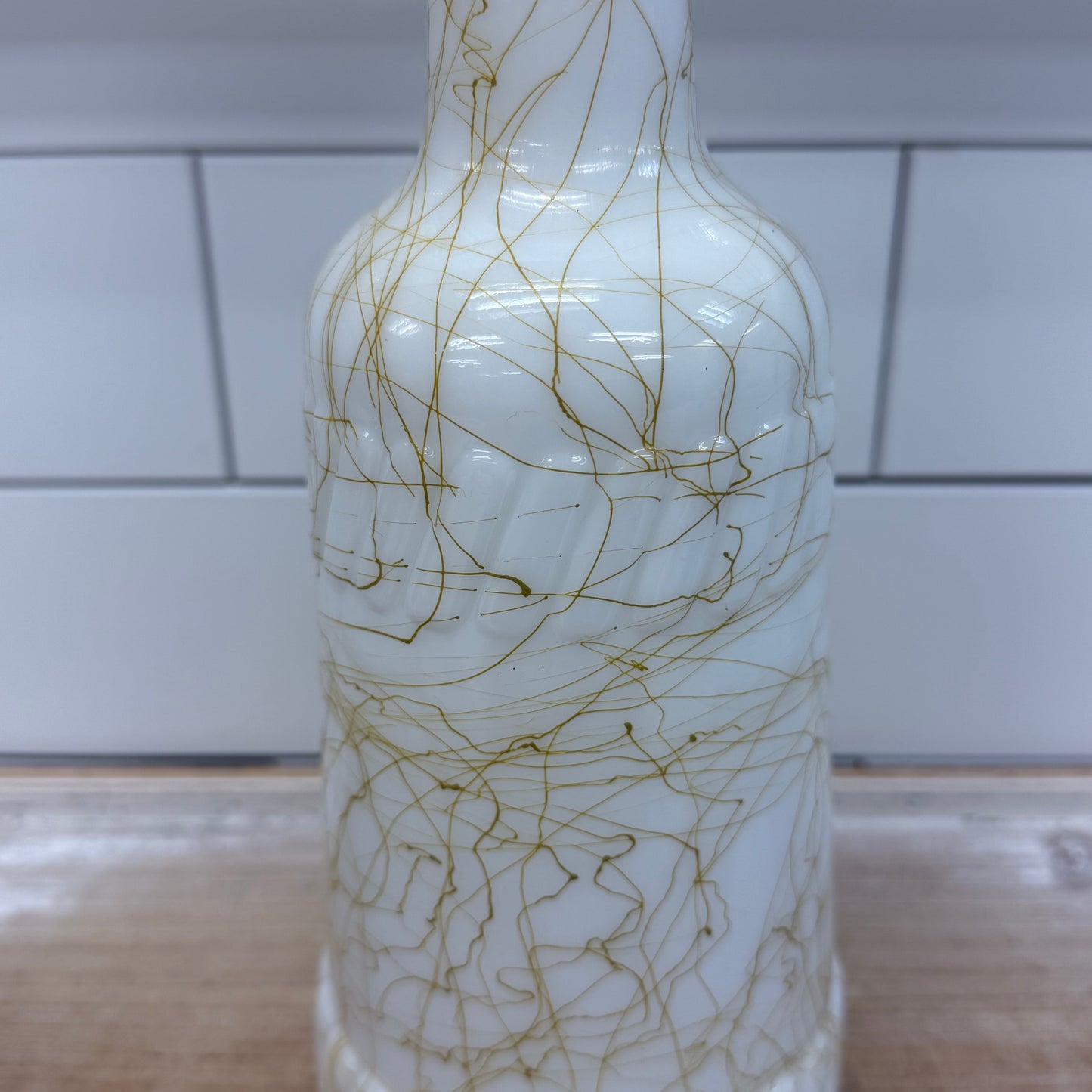 Hazel Atlas Milk Glass Spaghetti String Bottle