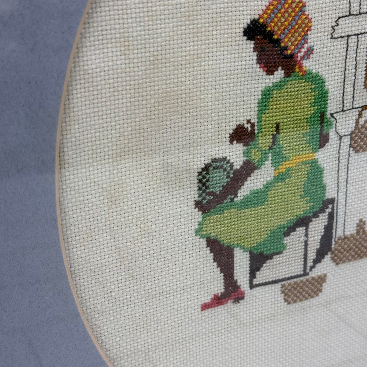Cross Stitch Woman Needlework Art