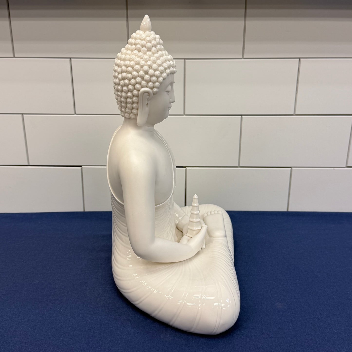 White Ceramic Buddha Statue Meditation Figurine
