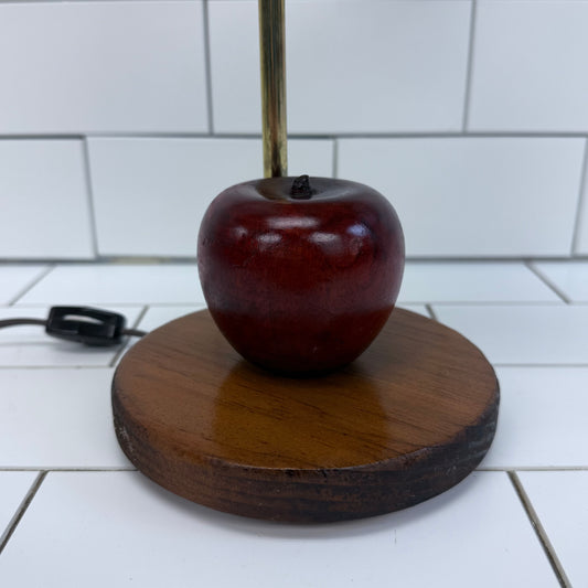 Apple Motif Table Lamp Wood Base Fruit Shade Cottagecore Decor