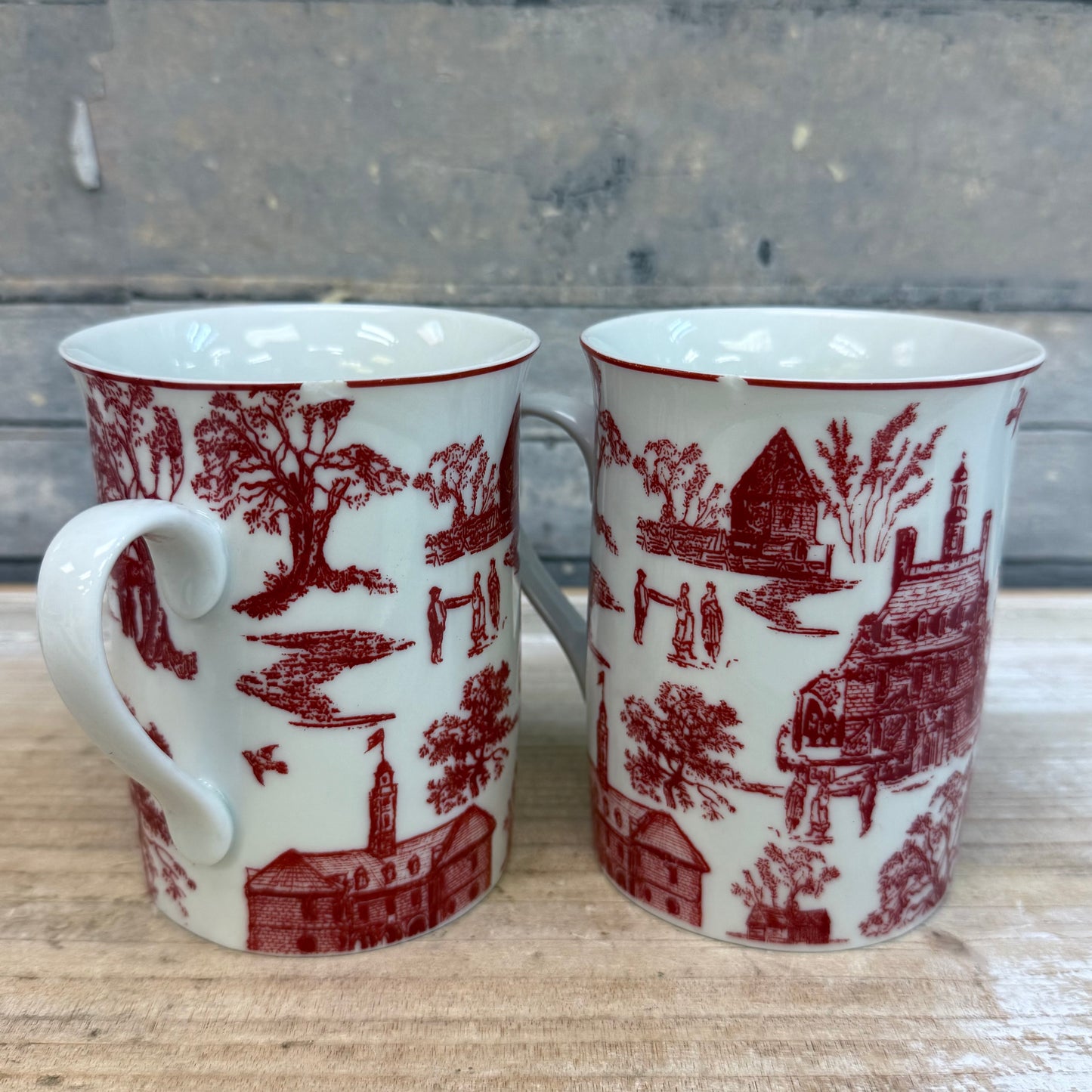 Colonial Williamsburg Townscape Toile Porcelain Mugs, Set of 6