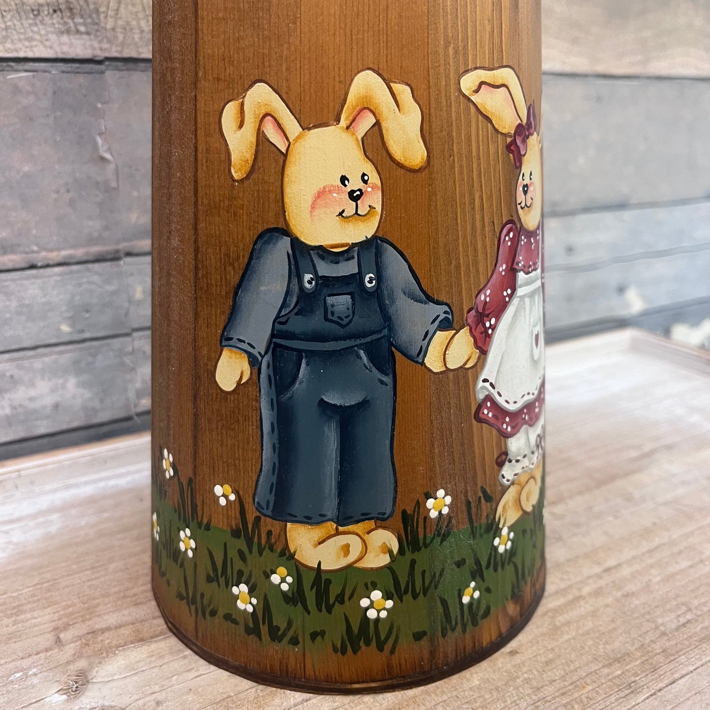 Hand Painted Wooden Butter Churner, Signed