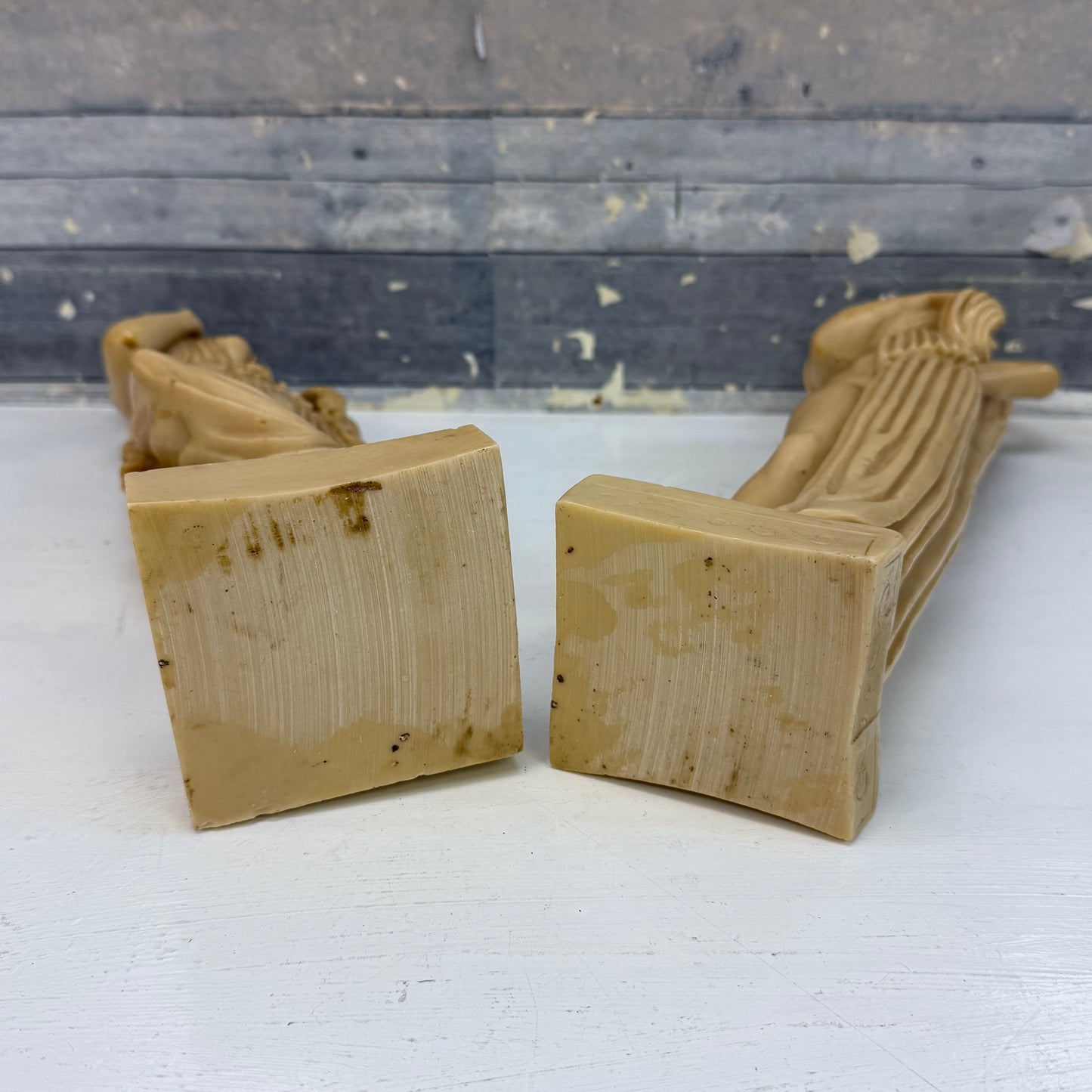 Greek Goddess Resin Statues Signed, Set of 2