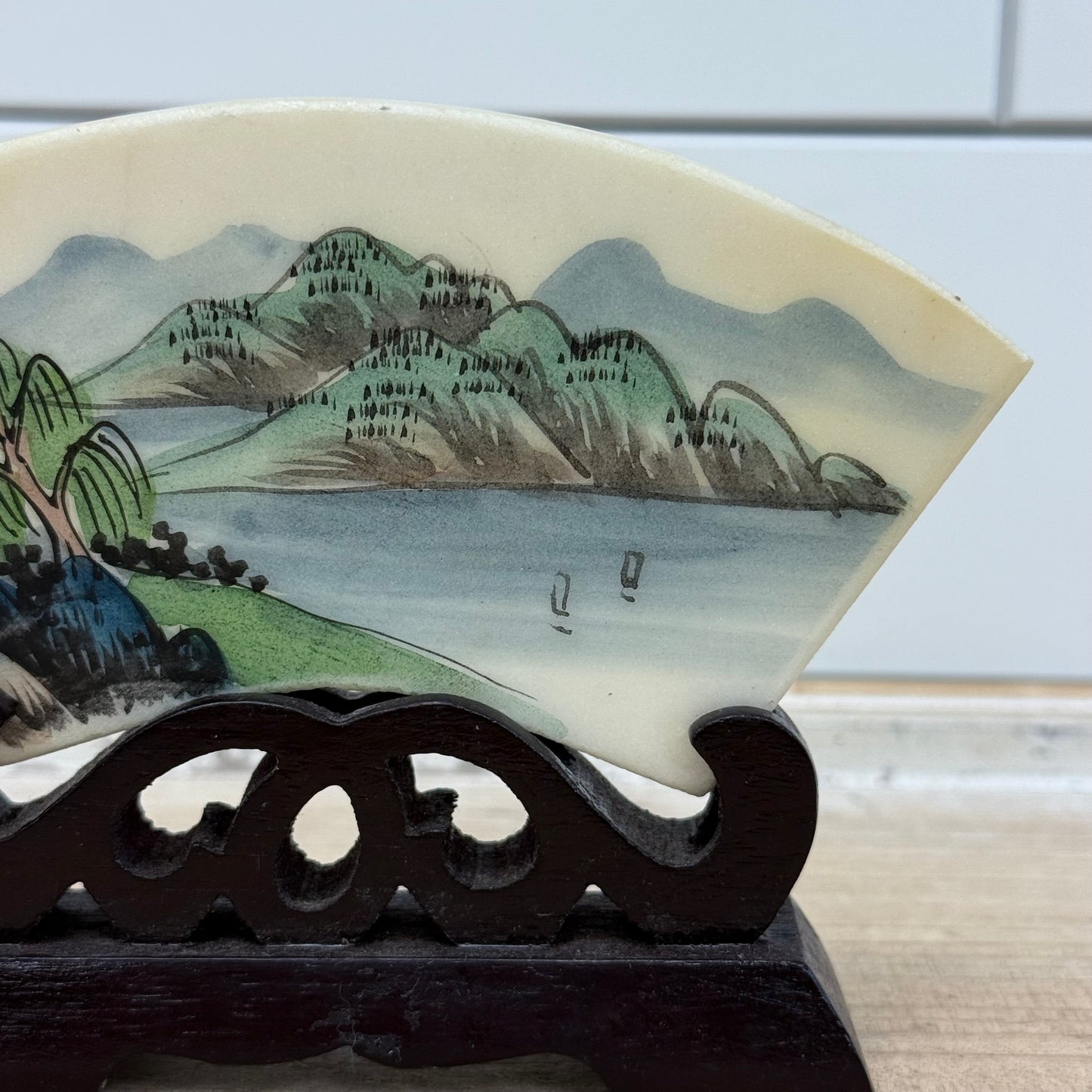 Decorative Plaque, Hand Painted with Ornate Stand