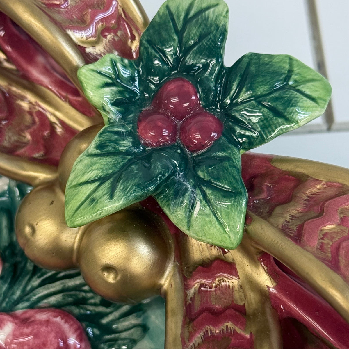 Fitz and Floyd Christmas Wreath Canapé Plates Set of 2