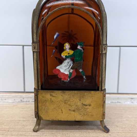 DBGM Musical Decanter Amber Glass German Barware 1960s