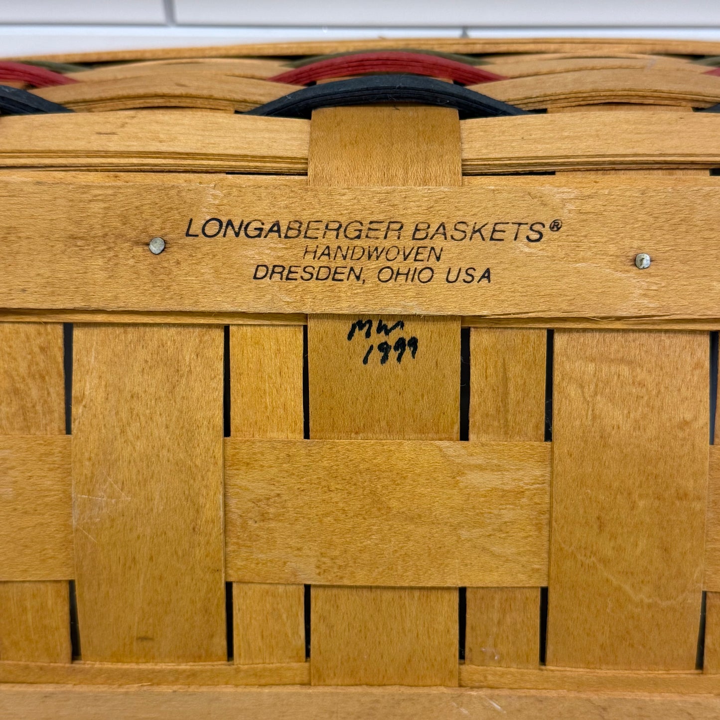 Longaberger Basket with Fabric Liner, Signed 1999