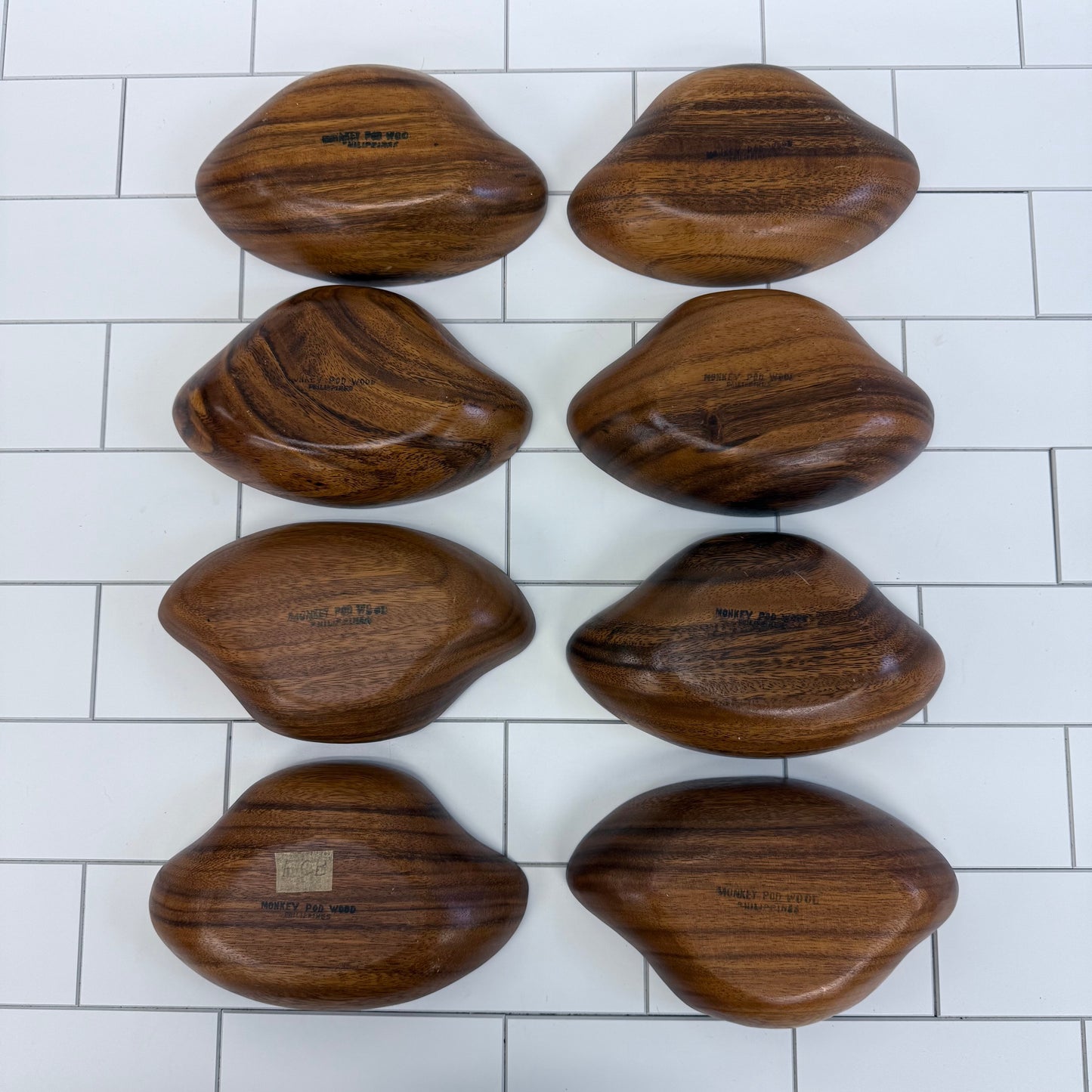 Monkey Pod Wood Salad Bowl Serveware, Set of 9