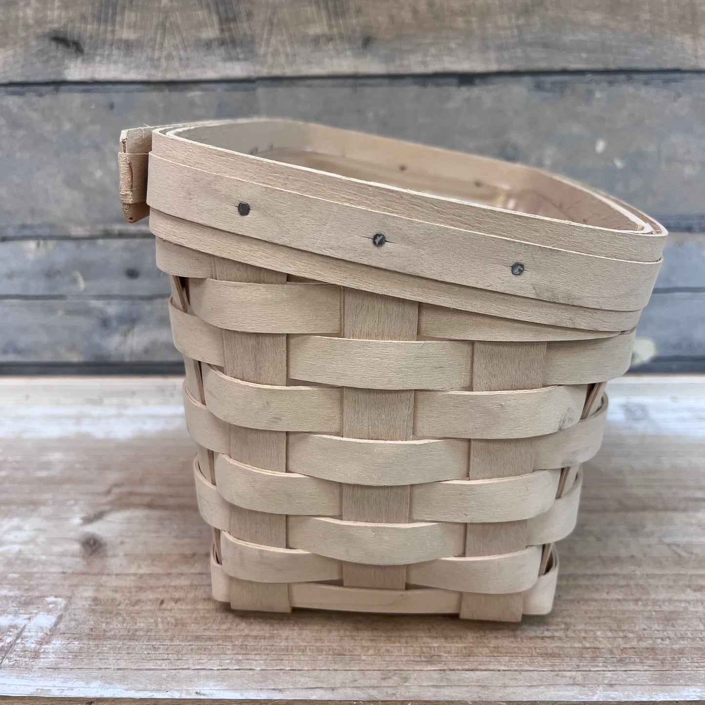 Longaberger Whitewashed Basket, Signed 2001