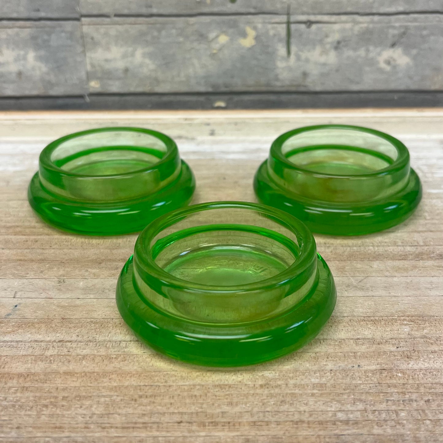 Anchor Hocking Uranium Glass Furniture Coasters, Set of 3