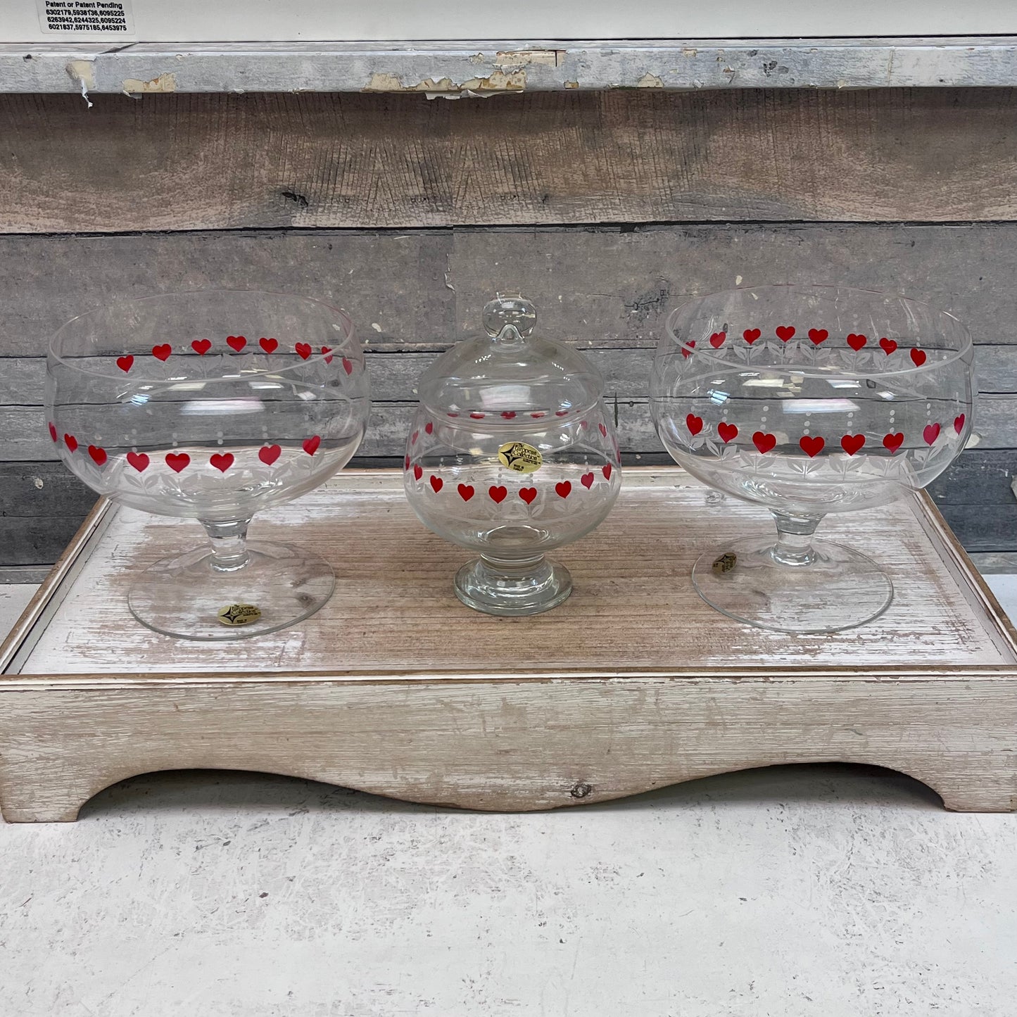 Heart Pattern Crystal Compotes, Set of 3