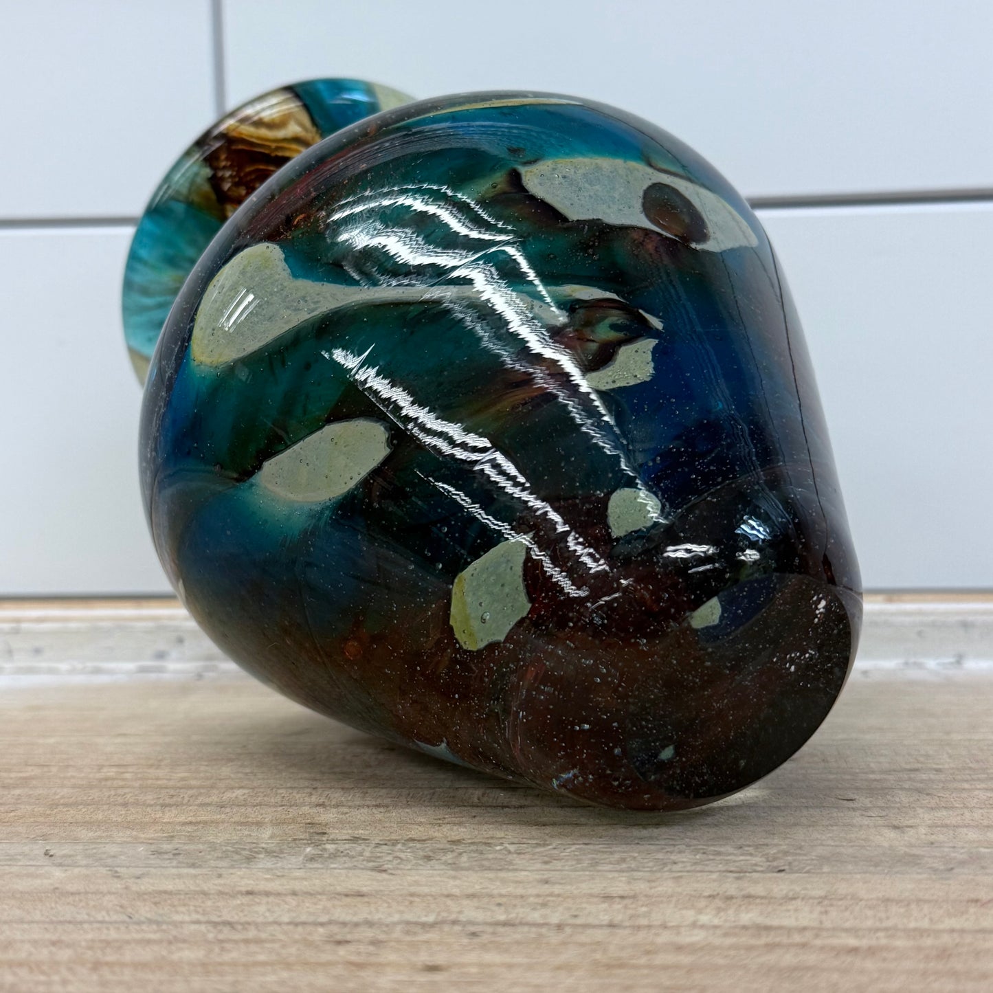 Mdina Style Vase, Hand Blown Art Glass