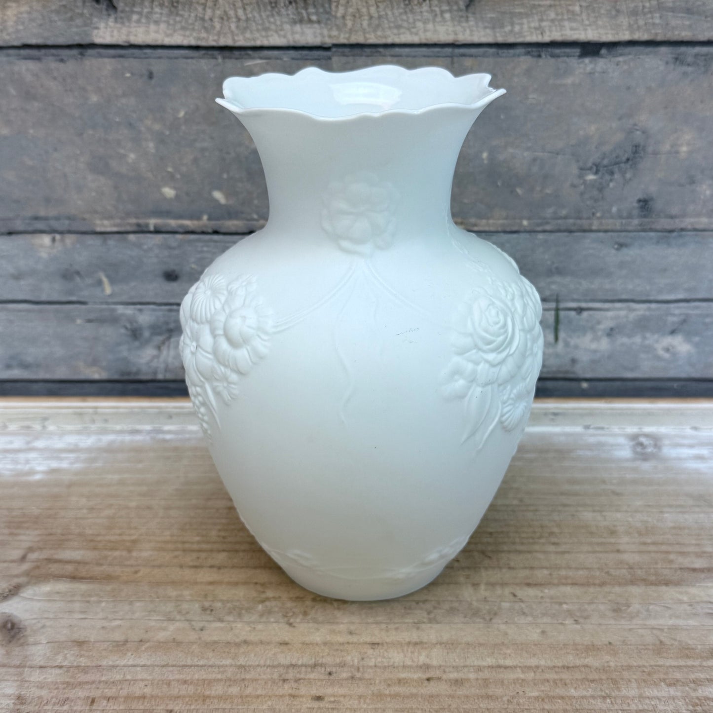 Kaiser Floral Relief Bisque Vase, Signed