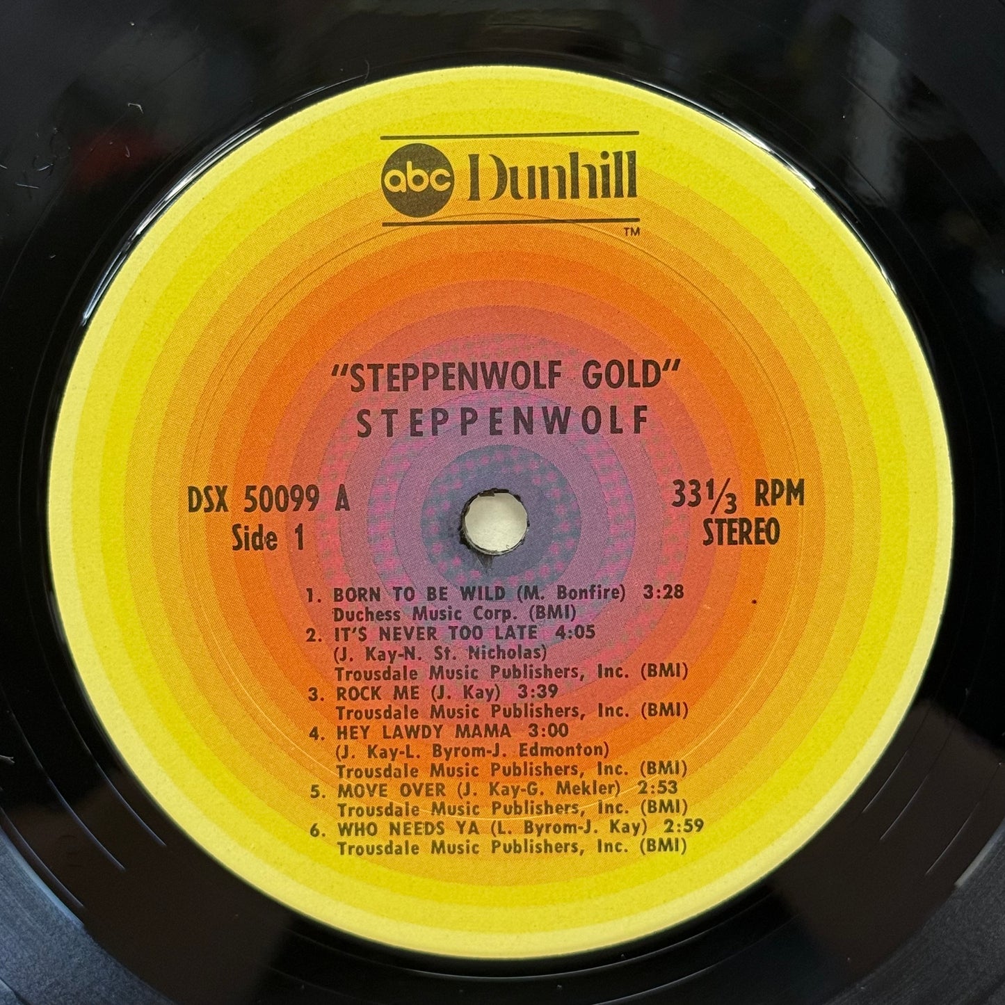 Steppenwolf Gold Vinyl Record LP 1971 #DSX-50099