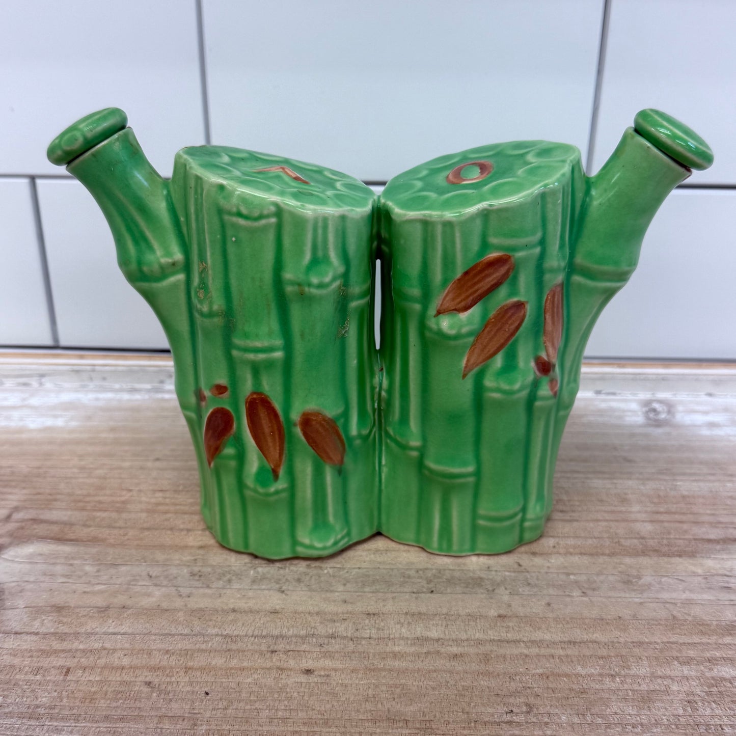 Bamboo Shaped Ceramic Oil & Vinegar Cruet