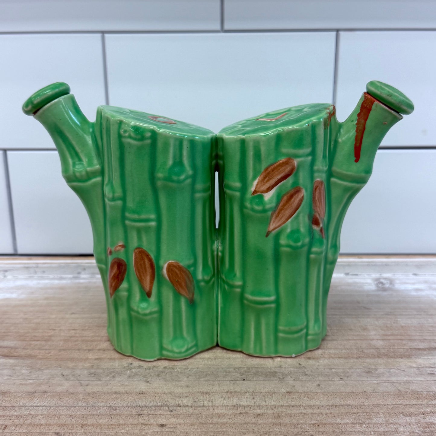 Bamboo Shaped Ceramic Oil & Vinegar Cruet