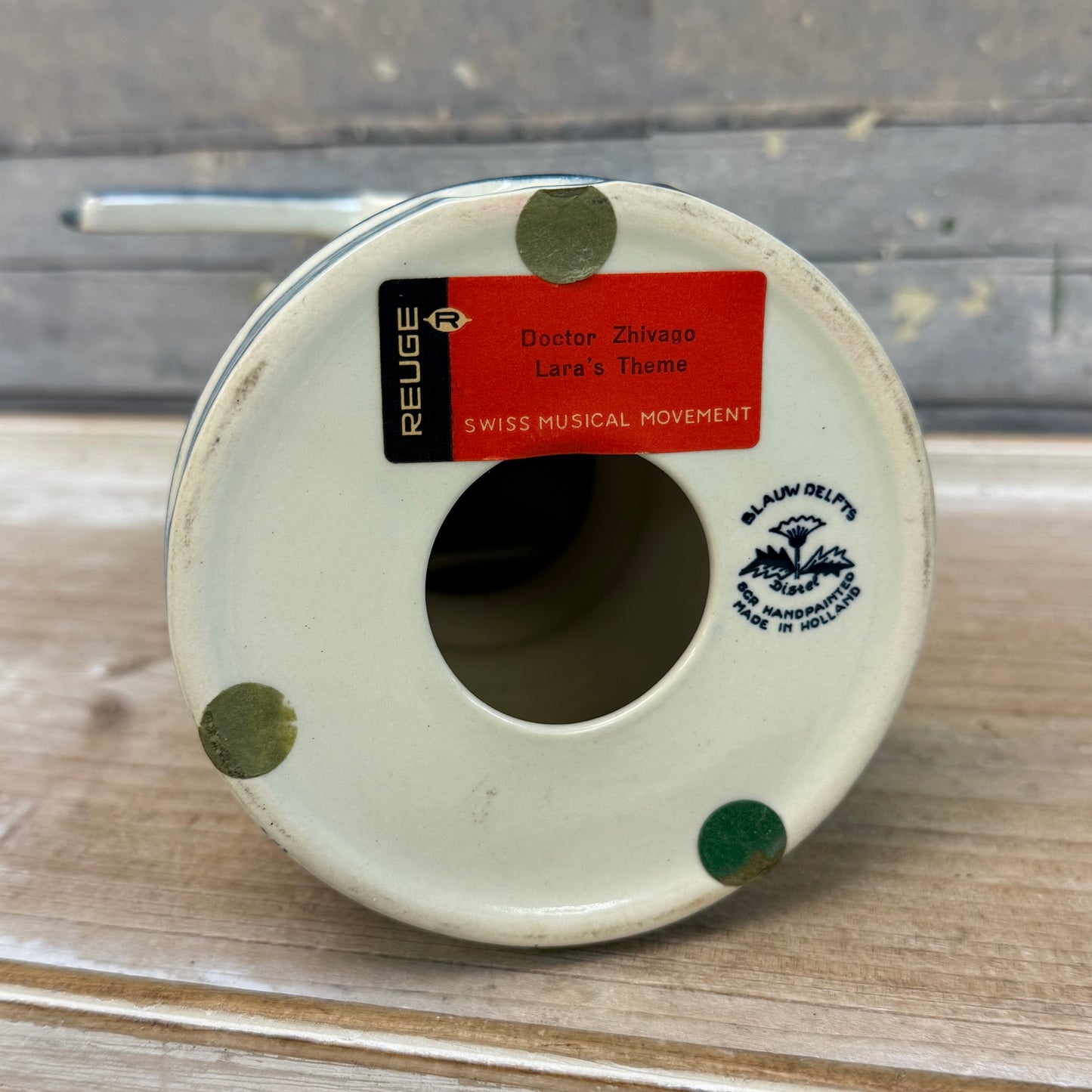 Blauw Delfts Hand Painted Ceramic Windmill Music Box, 1980s