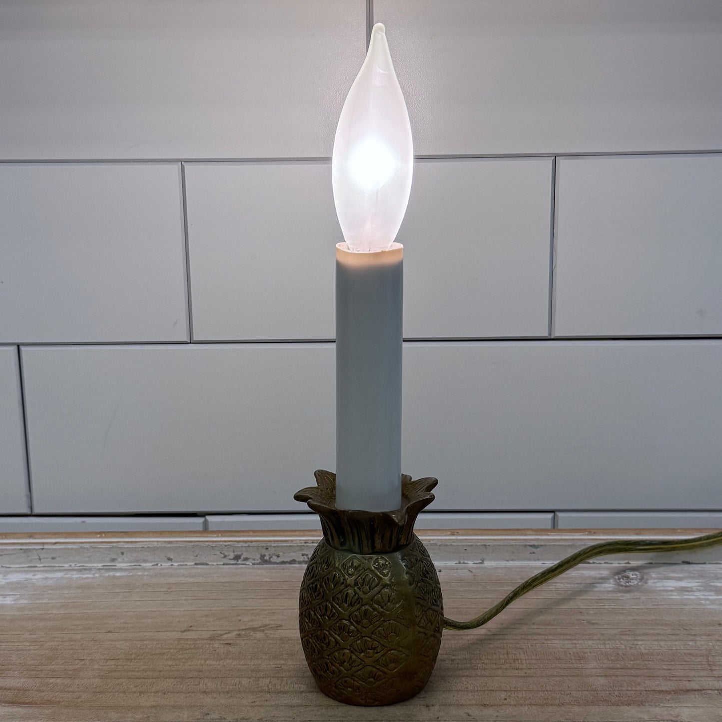 Brass Pineapple Shaped Electric Candlestick Accent Lamp