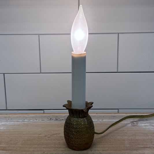 Brass Candlestick Lamp, Pineapple Accent