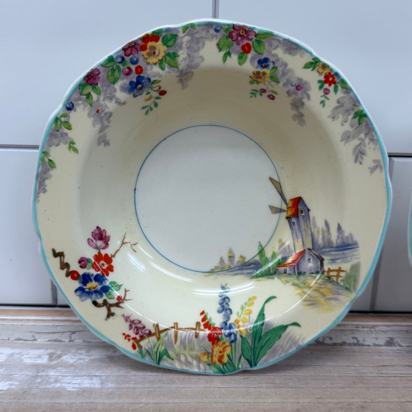 W.H. Grindley & Co. Old Mill Ceramic Fruit Bowls, Set of 2