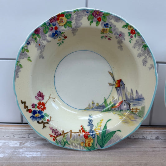 W.H. Grindley & Co. Old Mill Fruit Bowls, Ceramic Set of 2