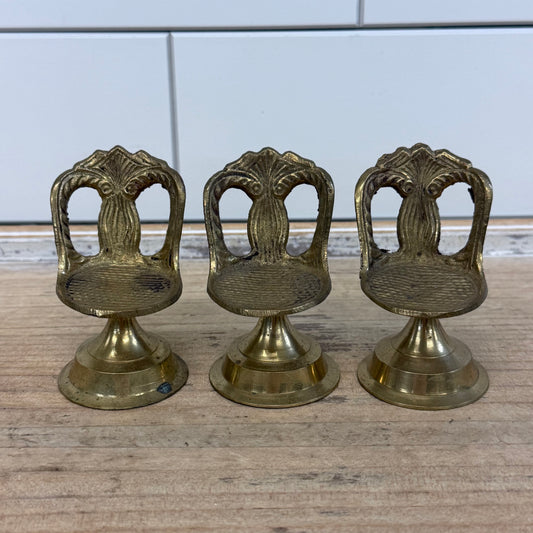 Miniature Brass Furniture Chairs Table Bathtub Lot of 5