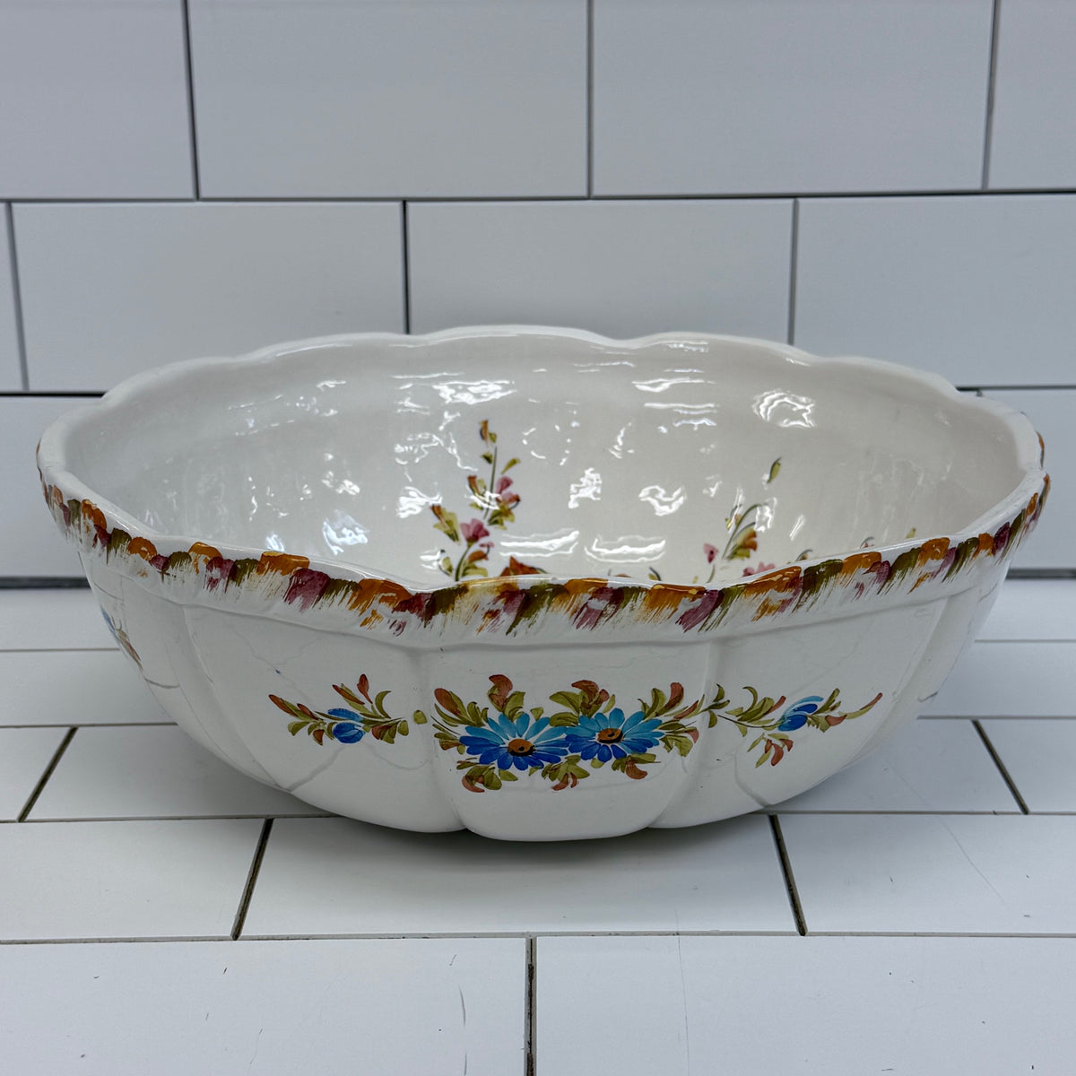 Floral Ceramic Pitcher & Wash Basin Set