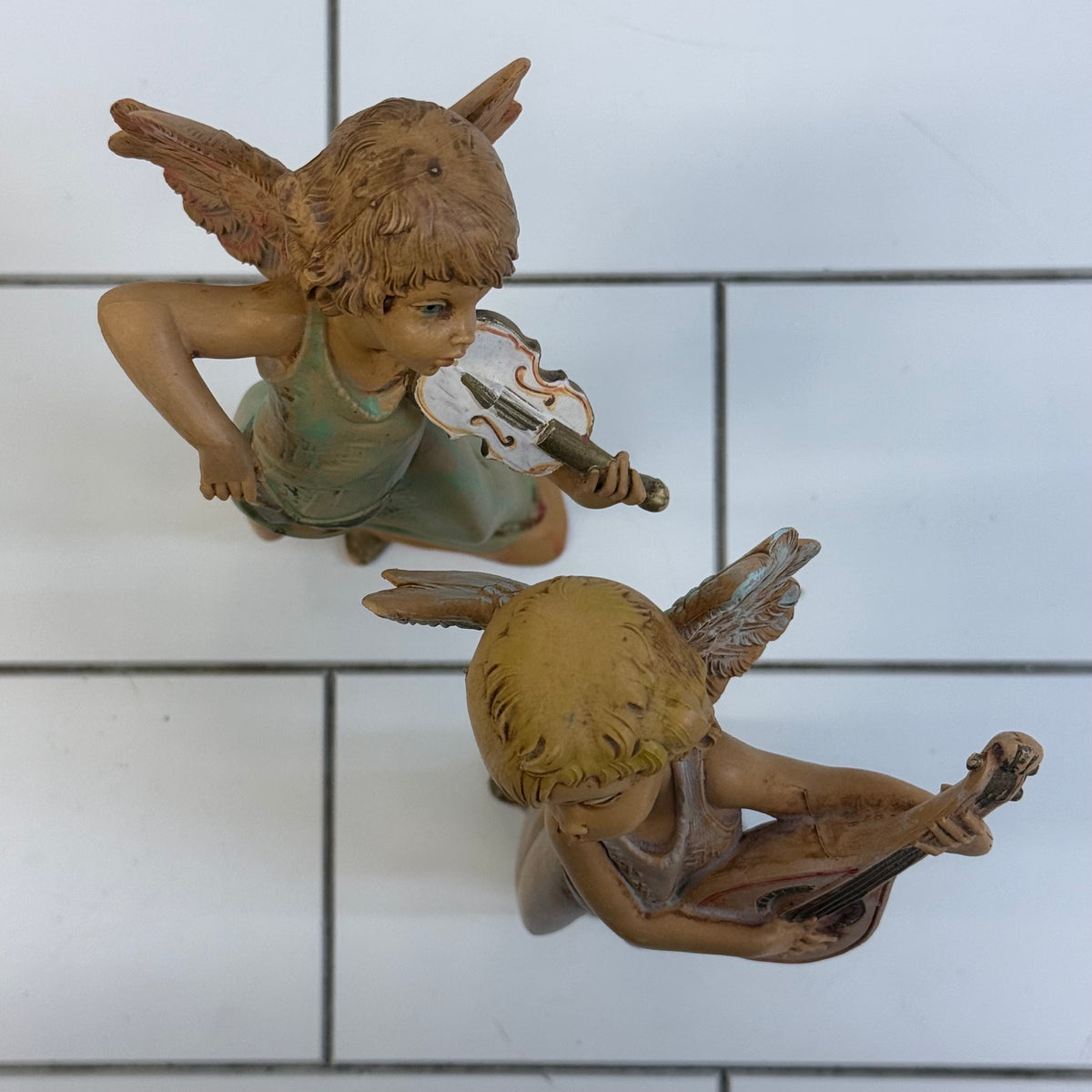 Depose Italy Angel Musician Figurine Pair