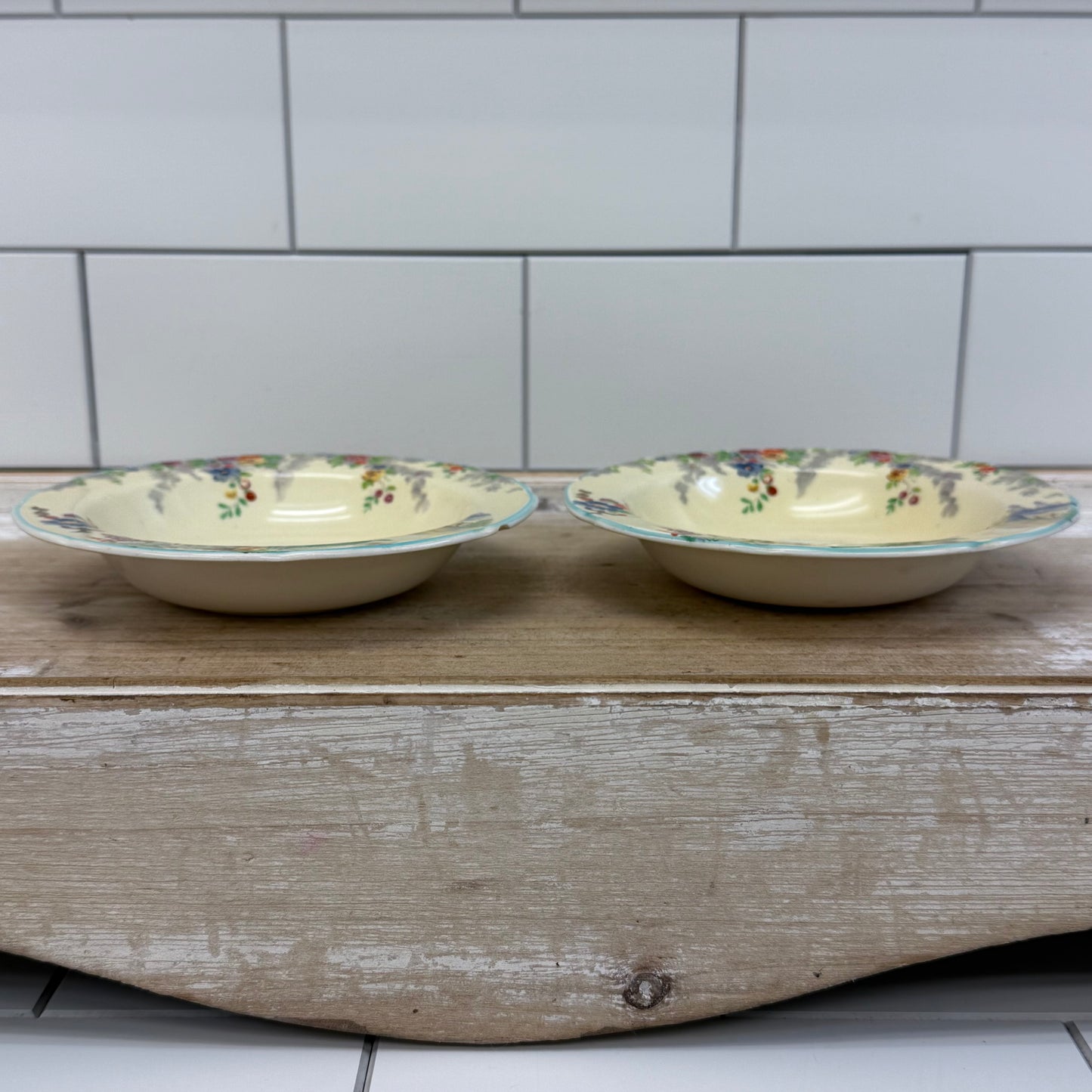 W.H. Grindley & Co. Old Mill Ceramic Fruit Bowls, Set of 2