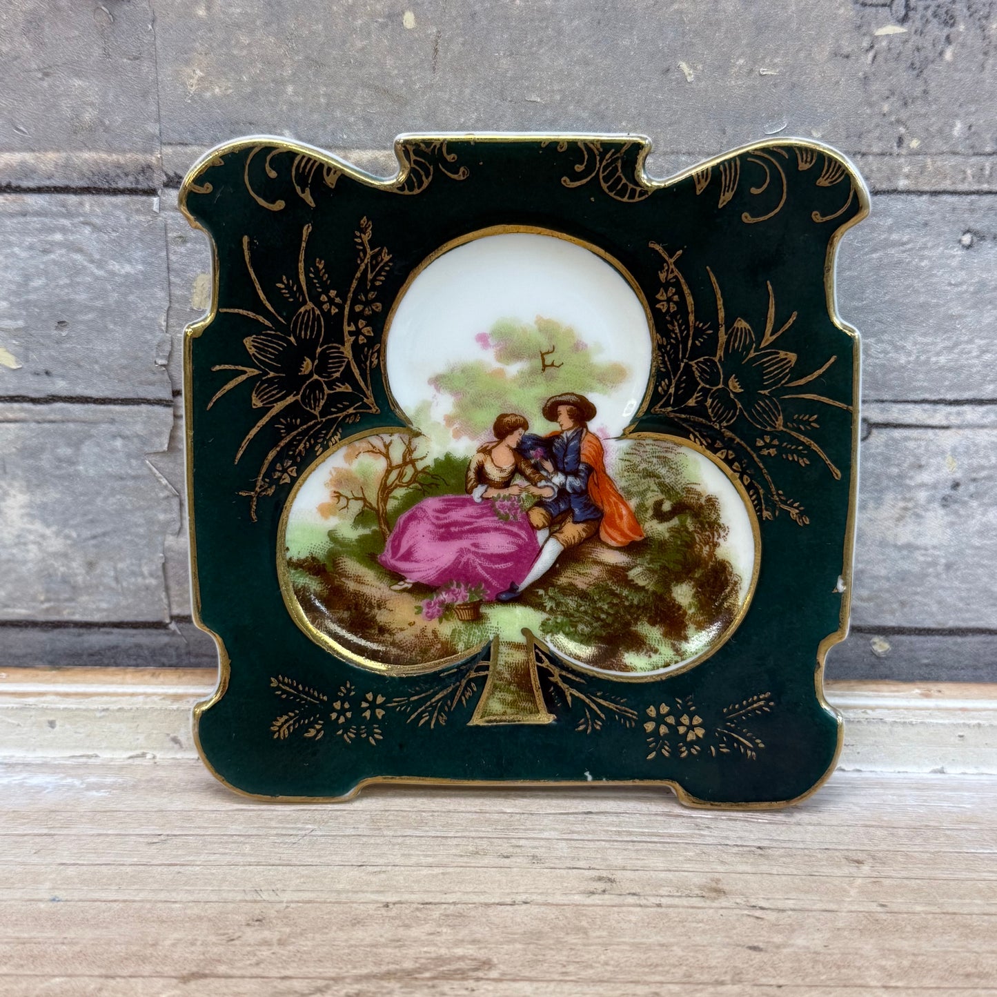 Chase Hand Painted Courting Couple Porcelain Plates, Set of 4