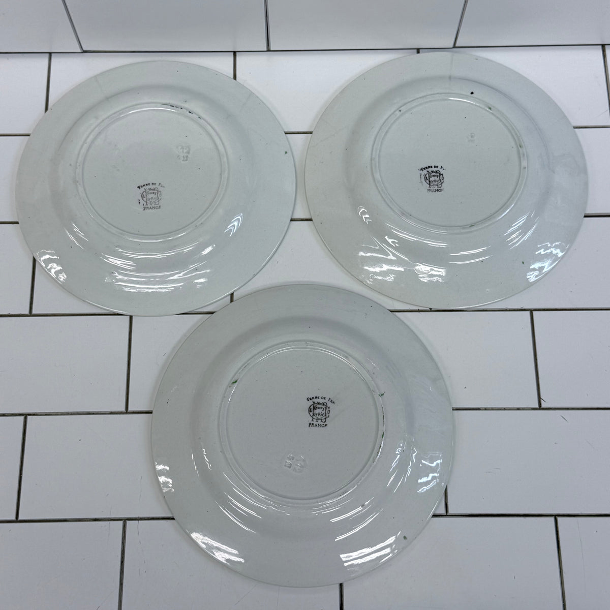 Choisy le Roi Rooster Plates Set of 3 circa 1900s