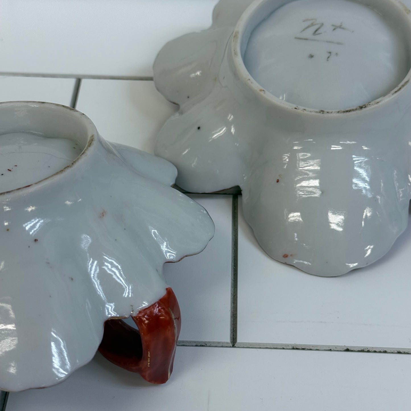 Japanese Geisha Porcelain Nappy Dishes Set of 2 1920s–30s