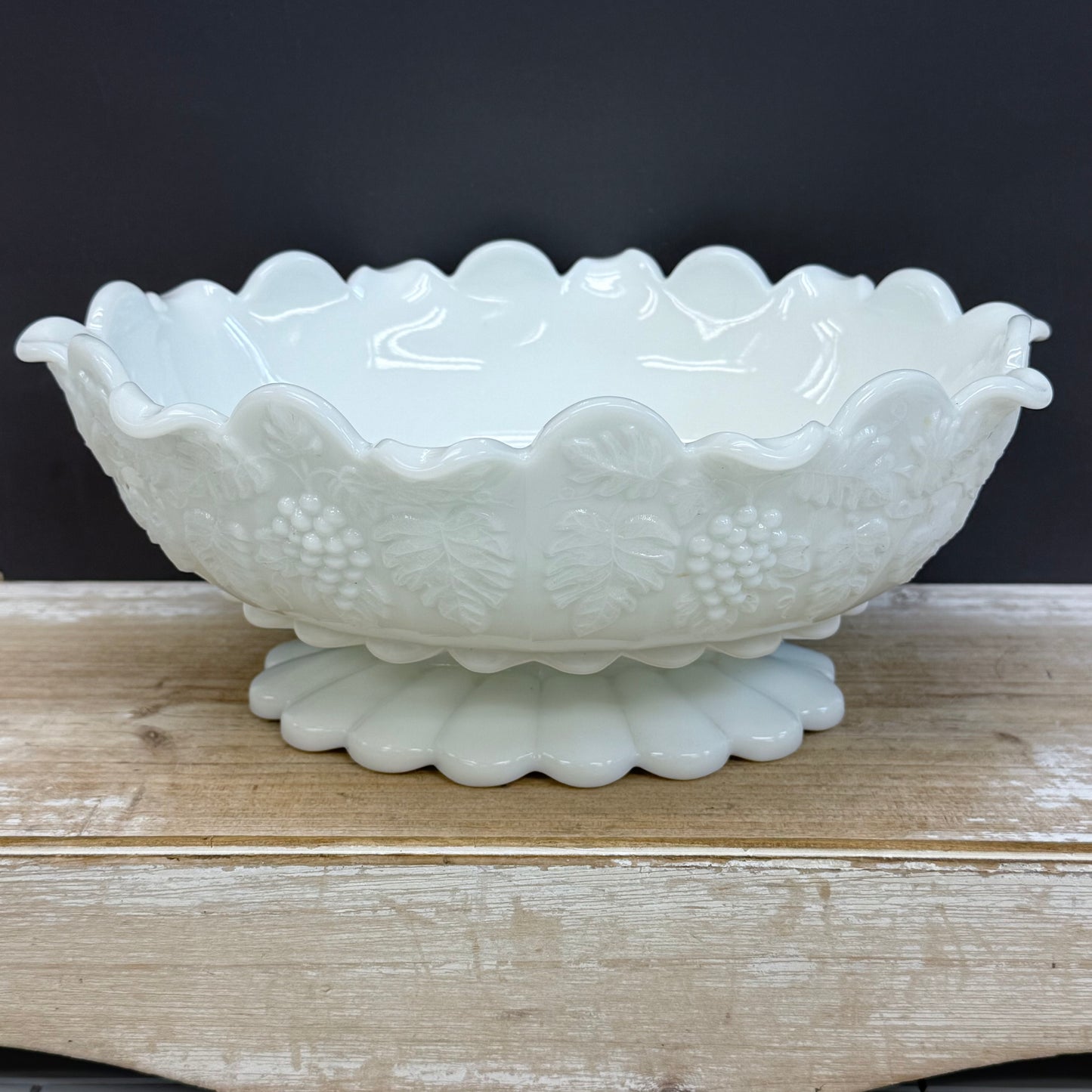 Westmoreland Paneled Grapevine Milk Glass Compote