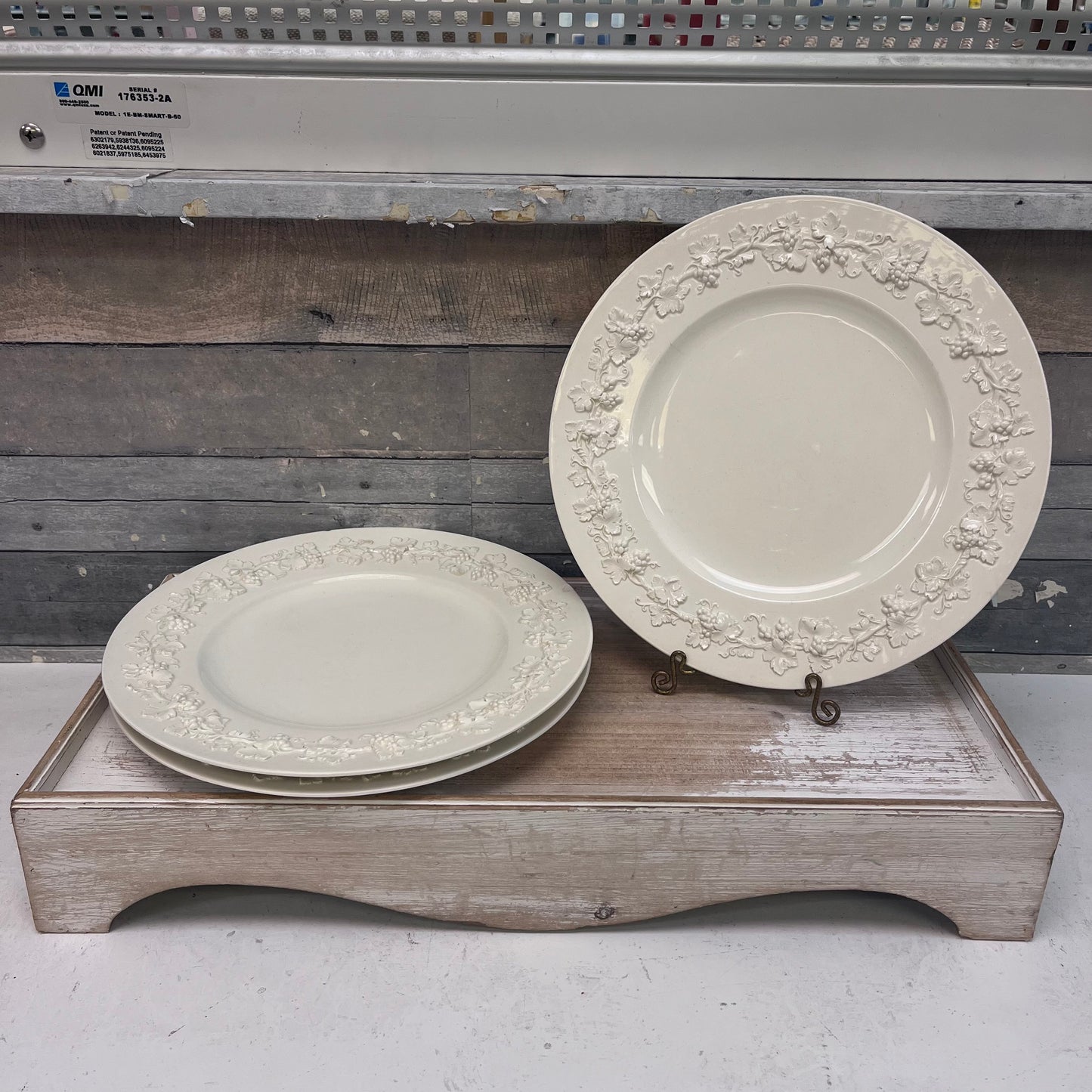 Wedgwood Embossed Grape Queensware Dinner Plates, Set of 3