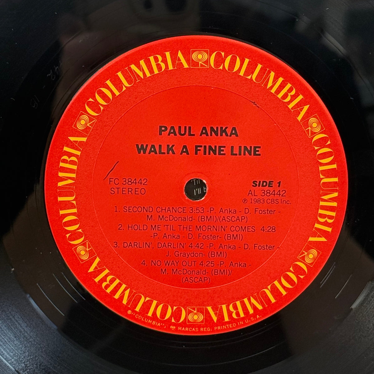 Paul Anka Walk a Fine Line Vinyl Record, 1983 - FC 38442